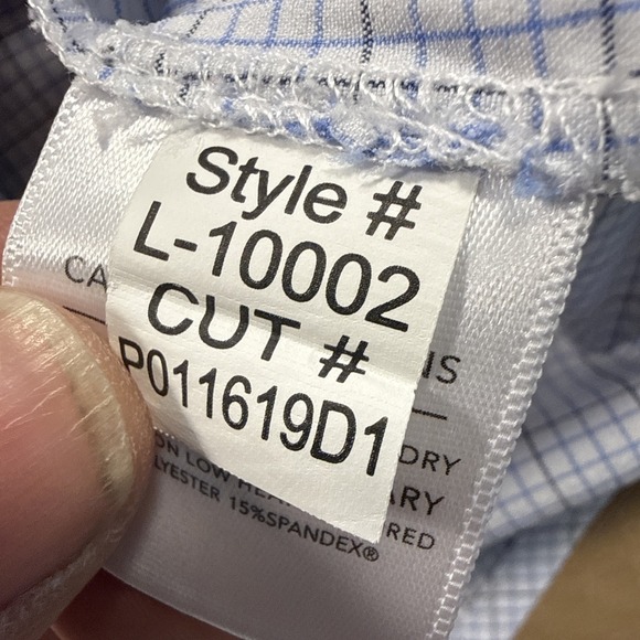 Mizzen + Main Shirt Mens Medium Leeward Trim Fit Button Stretch Plaid Blue White - Picture 6 of 9